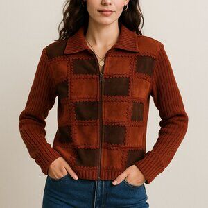 Y2K Designers Studio Originals Patchwork Leather & Knit Jacket – Size S